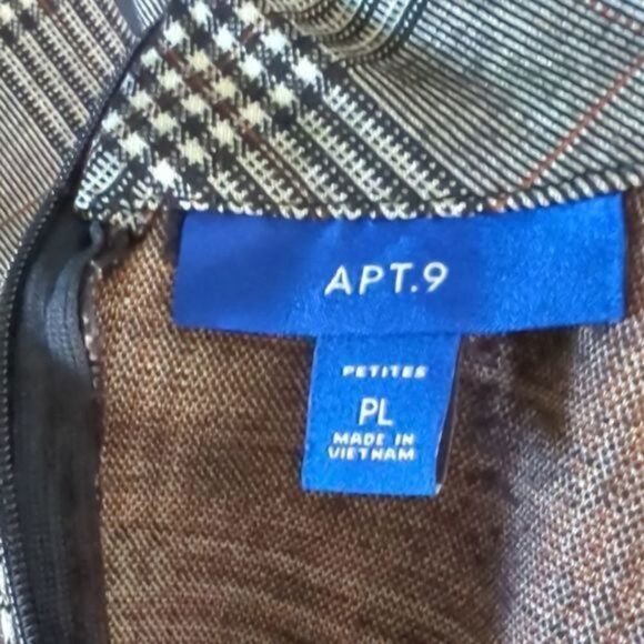 APT. 9 Women's Dress sleeveless plaid black and white size petite large - Picture 5 of 6